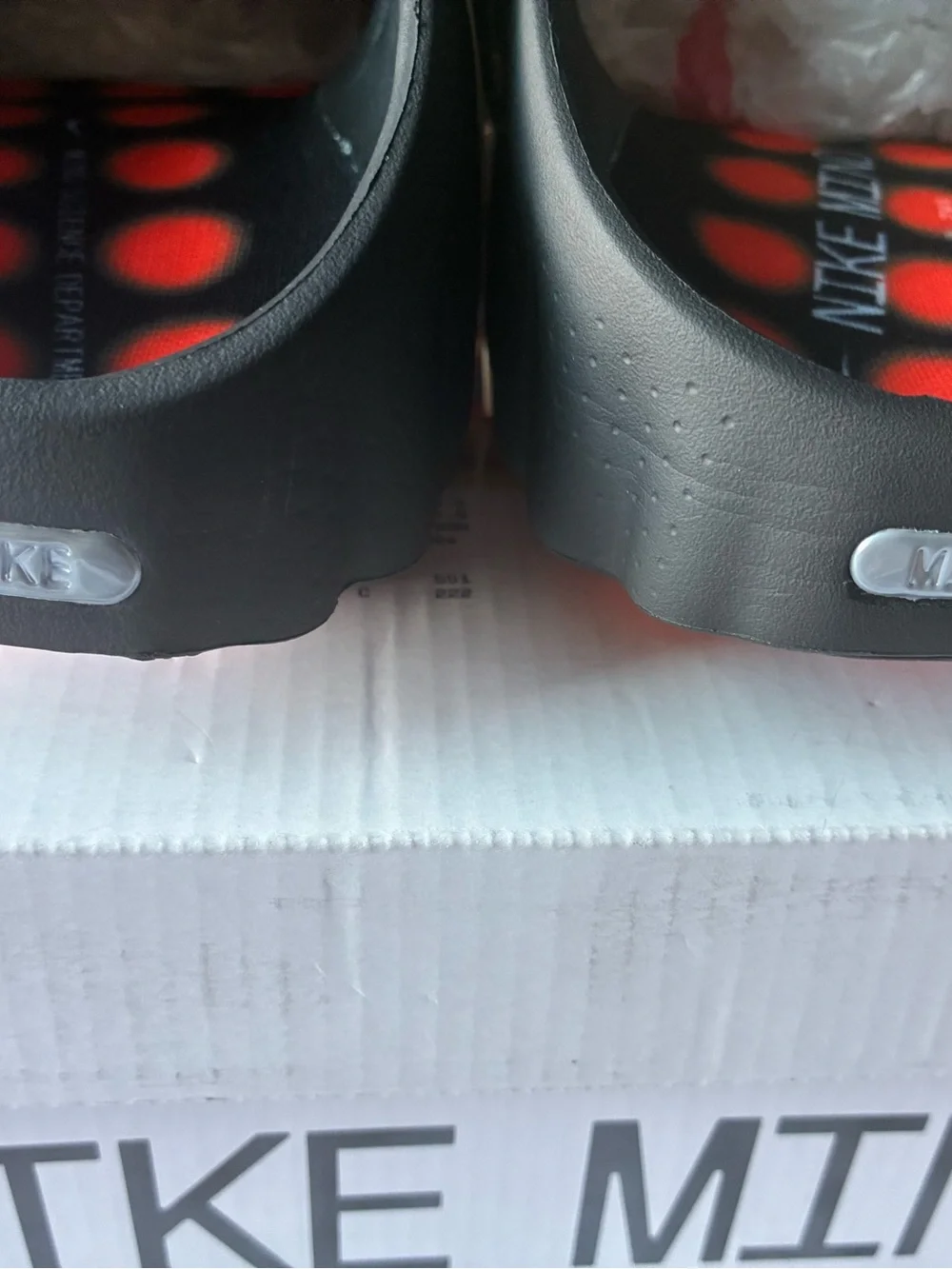 Nike Kids Black Slip-On Sandals with Bright Orange Traction Studs 9